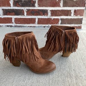 Fringe ankle booties